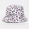 Pink and white leopard print cotton bucket hat with casual sun protection style - M (56-58cm) / Pink Leopard Print (#06)