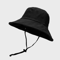 Sombrero de sol negro de ala ancha con cordón ajustable para protección UV al aire libre - Talla única / Negro