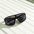 Classic black oversized kids sports sunglasses with UV400 protection and modern flat top - Black