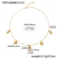 Detailansicht der Eulen- und Herzanhänger mit Maßangaben auf einer Goldkette - Goldene Halskette (TXP528) / 40+5cm