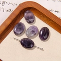 DIY jewelry oval natural purple amethyst stone beads on a wooden tray for earrings - Natural Purple Tone Amethyst Oval Style (22号)