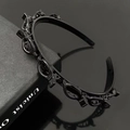 Kids black braided headband with clips for hair styling on minimalist background - Plain Style