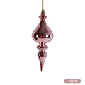 Pink metallic finial Christmas ornament with 16cm height and golden hanging loop - Pink Gourd / 16cm
