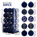 30-piece set of 6cm dark blue flocked and glittered Christmas ornaments with storage box - MJ-ZR-636 French Dark Blue Flocked 30pcs / 6cm 30pcs Set