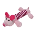Dettaglio del giocattolo in peluche per cani a forma di maiale rosa con corpo a righe - Maiale Rosa