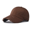 Cappello da baseball marrone vintage con ricamo PEACE e visiera effetto strappato - Regolabile / caffè