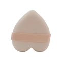 Pink heart-shaped velvet powder puff with soft texture and matching satin ribbon handle - Nude