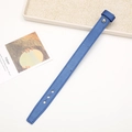Detail of blue leather phone wrist strap with adjustable holes and metal stud fastener - Without Rivets / Royal Blue