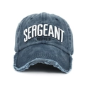 Casquette de baseball vintage bleue délavée avec broderie Sergeant Pepper et bord usé - Taille unique / Bleu marine (Bleu denim)