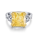 Anello nuziale in argento S925 con diamante giallo taglio radiant scintillante - US 5 / Strass Giallo
