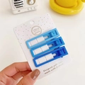 Set of three gradient blue crossover hair clips on card for side bangs and styling - Blue Square Set