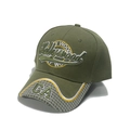 Detail of 3D Hollywood embroidery on army green trucker hat with mesh brim - M (56-58cm) / Army Green