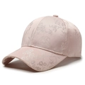 Pink baseball cap with jacquard floral pattern and structured high crown for women - Adjustable / Pink