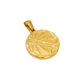 Golden titanium steel zodiac pendant necklace featuring a sun and star embossed design - Cancer - Single Pendant