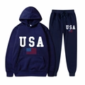 Survêtement bleu marine avec drapeau USA comprenant un sweat à capuche et jogging - Bleu marine