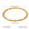 Polished 18K gold-plated stainless steel bangle with dimensions 6.92cm diameter and 15.8g weight - Bamboo Texture High Polished Style (HC-B20057)
