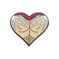 Enamel heart brooch featuring a unique hand and fishnet stockings design in metal - Skeleton Hand Grabbing Hip Style (QHXZ220)