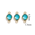Three round gold-plated connectors with turquoise crystals for DIY jewelry making - Double Hole Gold - Sky Blue