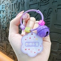 Creative purple acrylic keychain with matte bell and floral pendant charm for bags - Make Money Every Day / Purple