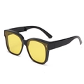 Polarized night vision driving glasses with yellow lenses and black frames with side shields - Bright Black (Night Vision Yellow Lens)