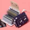Purple cute cat card holder with scalloped edges and multi-slot accordion style - Dark Purple Cat