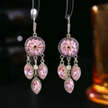 Boucles d'oreilles vintage en or avec pierres roses et design floral - 34# Or Rose Zirconium Disque Fleur (5915056812152)