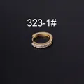 Gouden huggie hoop oorbel met heldere zirkoon inleg op een scharnierende band - Transparante Zirkonia (323-1#)