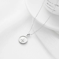 Silver stainless steel shell pendant necklace with a cross design on white fabric - Cross / Silver