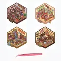 3D DIY miniature shop stickers set with four themes and a pink craft tweezer - MIMA 1.0 Set of 4 with Tweezers