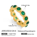 Classic gold stainless steel eternity ring featuring round-cut green cubic zirconia stones - Round Style (JDR0105010-GN-8) / Green