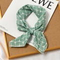 Elegant green and white geometric leaf pattern cotton linen scarf for women - Geometric Grid Green