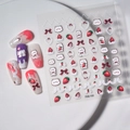 Stickers 3D pour ongles avec motifs d'oursons crème et gâteaux à la fraise - Style Ours Crème Fraise Nœud (FEB-769)