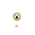 Polished gold stainless steel charm with laser-engraved surprised emoji face and small hole - Expression 21