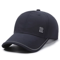Navy blue breathable baseball cap with metal R logo and reflective trim for sun protection - Adjustable / Navy Blue