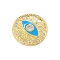 Pendentif œil maléfique doré avec émail bleu et pierres de zircon pour bijoux DIY - Bleu