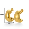 Minimalist gold-plated stainless steel chunky C-shape hoop earrings with glossy finish - ER-1114/C-Shape/Gold