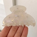 Grande pince à cheveux nacrée ornée de strass en étoile pour coiffures élégantes - Style Zircone / Couleur Sirène
