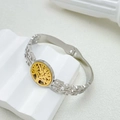 Dettaglio del bracciale albero della vita bicolore in acciaio su base strutturata - Albero della Vita Doppia Linea Argento