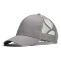 Casquette de baseball grise ajustable pour queue de cheval avec maille et visière courbée - Taille Unique(Réglable) / Gris