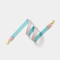 Adjustable sky blue canvas shoulder strap with pink stripe and gold metal clips - Width 2.5cm Length 70cm / Pink with Gold Buckle