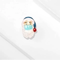 Creative enamel Santa Claus brooch wearing a blue medical mask with vibrant colors - Blue Mask Santa Claus (YNCP5829)