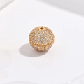 Cuenta de bola de plata de ley S925 dorada con circonitas brillantes para joyas DIY - Bola de Circonita / Dorado