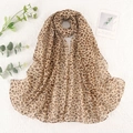 Sciarpa in chiffon leopardata da donna, foulard leggero e lungo su panno di pizzo - Caffè Chiaro