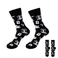 Halloween crew socks in black featuring white tombstone and barren tree patterns - 37-46 / #04 Tombstone Tree