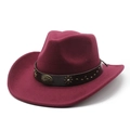 Chapeau de cowboy western en laine bordeaux avec bande en cuir et rivets vintage - M(56-58cm) / Bordeaux