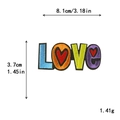 Écusson brodé LOVE arc-en-ciel DIY pour vêtements avec dimensions précises indiquées - GZ-4680 (Avec Adhésif)