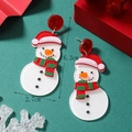 Christmas snowman acrylic earrings dimensions showing 6.3cm height and 2.7cm width - Long Snowman (WEH3571)