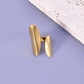 Artistic double leaf curved ring in 18K gold plated titanium with a polished finish - Adjustable Open / 18K Gold