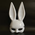 Wit konijnenmasker met lange oren en glanzende afwerking voor cosplay en feesten - Hard / Wit