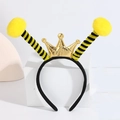Creative bee headband with gold crown and yellow pom-pom antennae for party costumes - No.2 Yellow Ball Crown Bee Headband